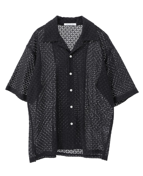 テクスチャーメッシュオープンカラーシャツ 詳細画像 グリーン 11