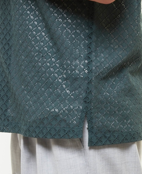 テクスチャーメッシュオープンカラーシャツ 詳細画像 グリーン 8