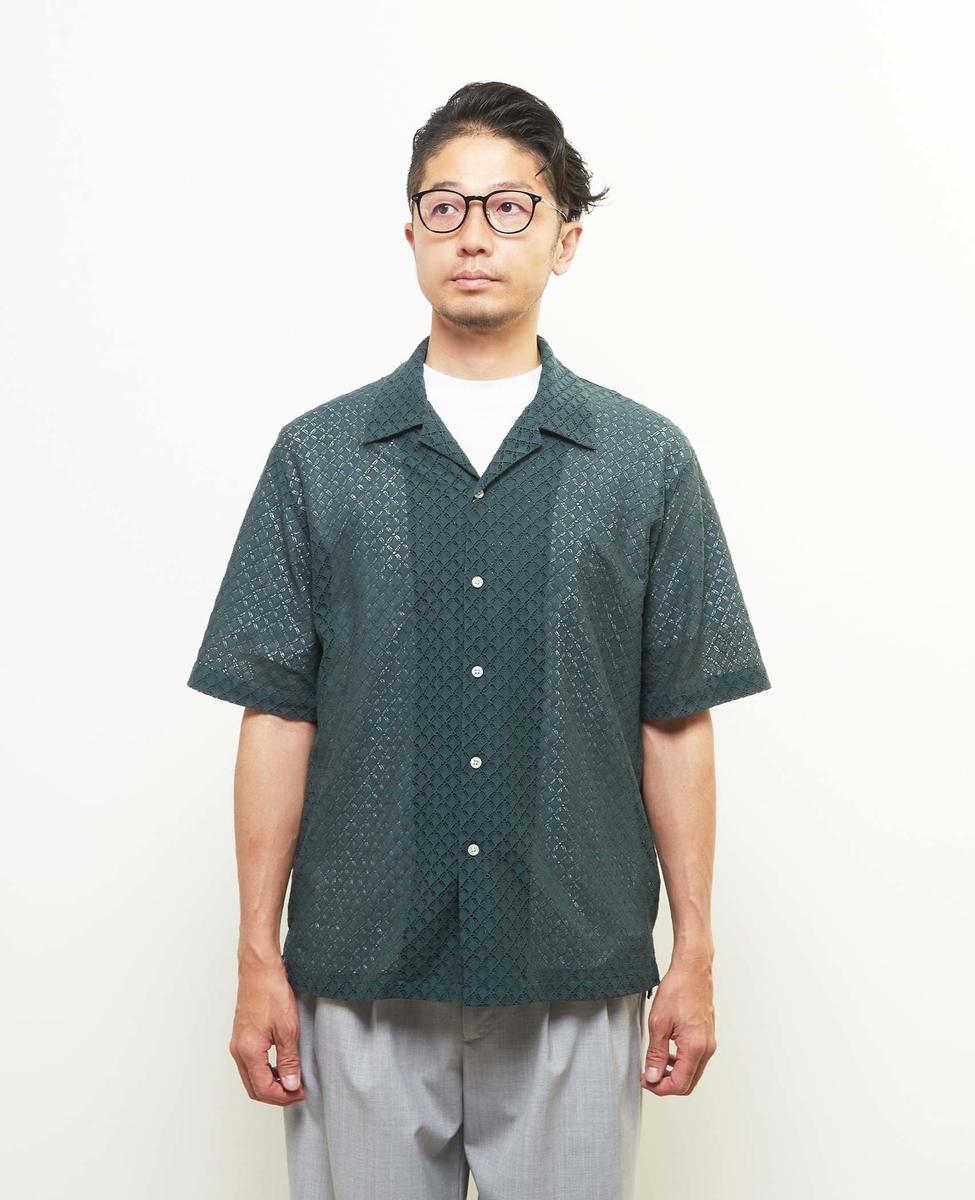 テクスチャーメッシュオープンカラーシャツ｜MEN'S MELROSE（メンズ