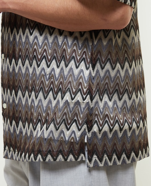 テクスチャージグザグメッシュオープンカラーシャツ 詳細画像 ベージュ 8