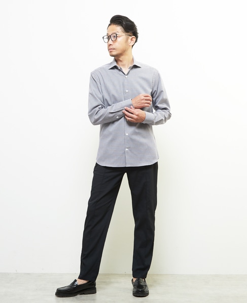 HITOYOSHIダブルネーム ｜ ジオメトリックパターンワイドカラーシャツ 詳細画像 ダイヤ柄 12