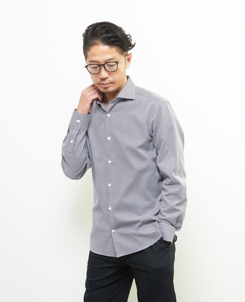 HITOYOSHIダブルネーム ｜ ジオメトリックパターンワイドカラーシャツ 詳細画像 ダイヤ柄 9