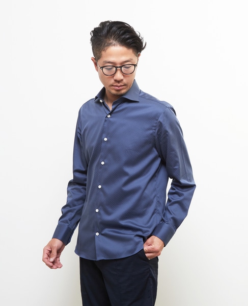 HITOYOSHIダブルネーム ｜ ジオメトリックパターンワイドカラーシャツ 詳細画像 ドット 1