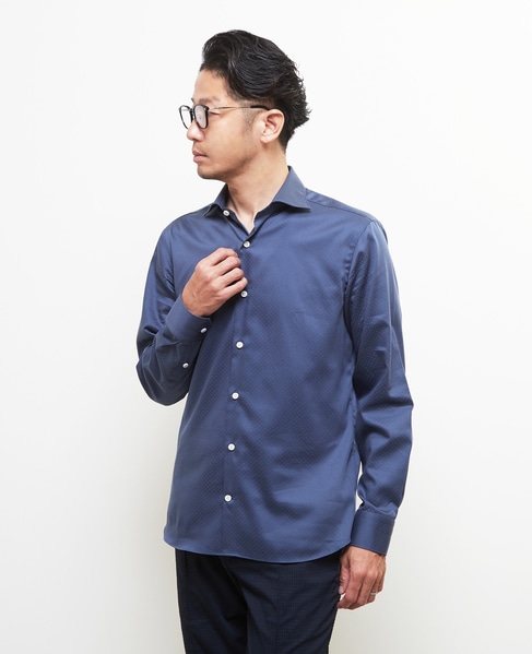 HITOYOSHIダブルネーム ｜ ジオメトリックパターンワイドカラーシャツ 詳細画像 ドット 2