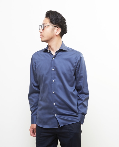 HITOYOSHIダブルネーム ｜ ジオメトリックパターンワイドカラーシャツ 詳細画像 ドット 3