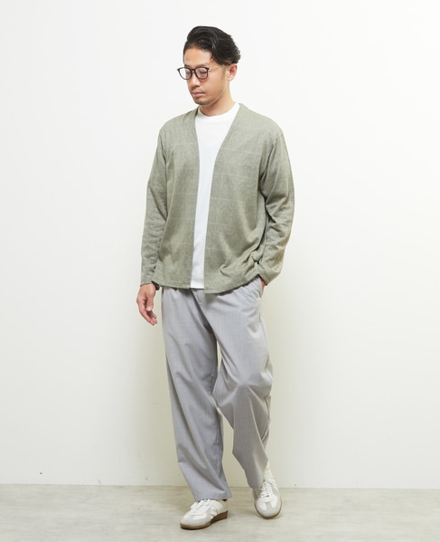 ジャガードメッシュボタンレスカーディガン 詳細画像 セージ 11