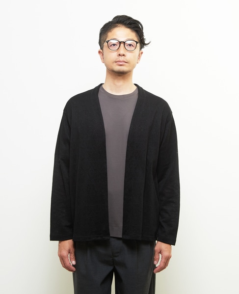 ジャガードメッシュボタンレスカーディガン 詳細画像 セージ 2