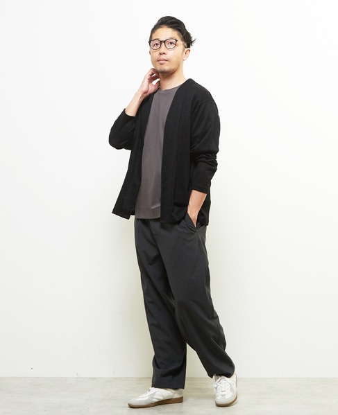 ジャガードメッシュボタンレスカーディガン 詳細画像 ブラック 5