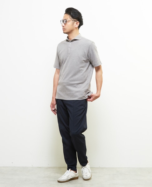 リンクスストライプ 半袖ホリゾンタルカラーポロシャツ 詳細画像 グレー 11