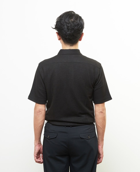 リンクスストライプ 半袖ホリゾンタルカラーポロシャツ 詳細画像 グレー 4