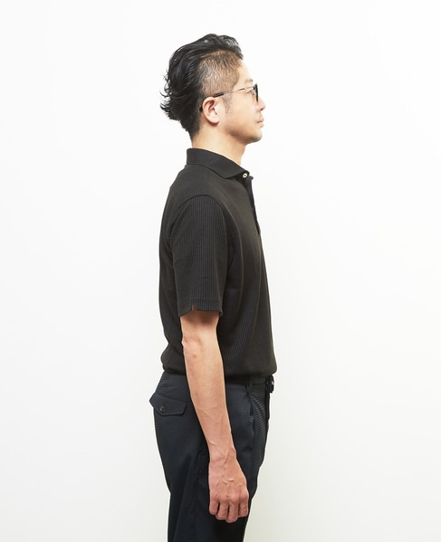 リンクスストライプ 半袖ホリゾンタルカラーポロシャツ 詳細画像 グレー 5