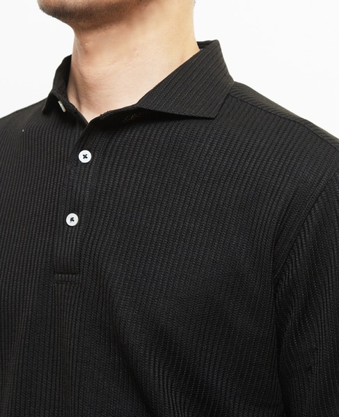 リンクスストライプ 半袖ホリゾンタルカラーポロシャツ 詳細画像 グレー 6