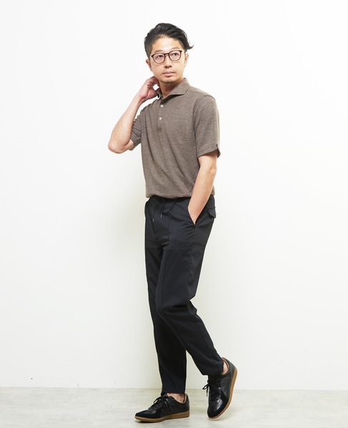 リンクスストライプ 半袖ホリゾンタルカラーポロシャツ 詳細画像 ブラウン 7