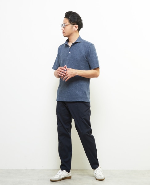 リンクスストライプ 半袖ホリゾンタルカラーポロシャツ 詳細画像 ネイビー 6