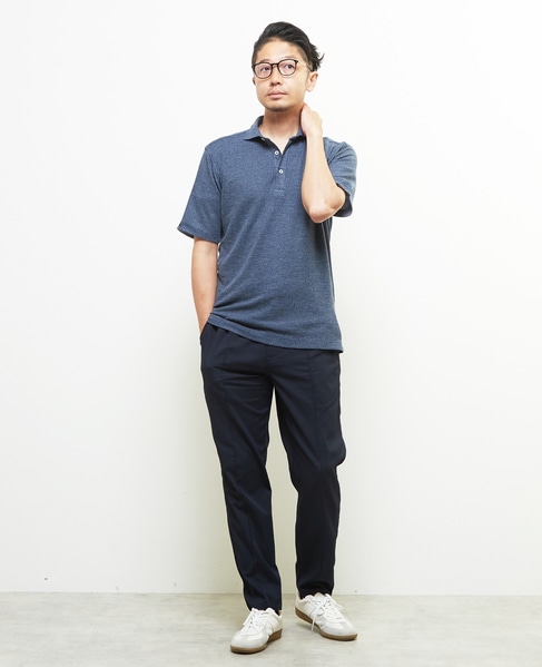 リンクスストライプ 半袖ホリゾンタルカラーポロシャツ 詳細画像 ネイビー 7