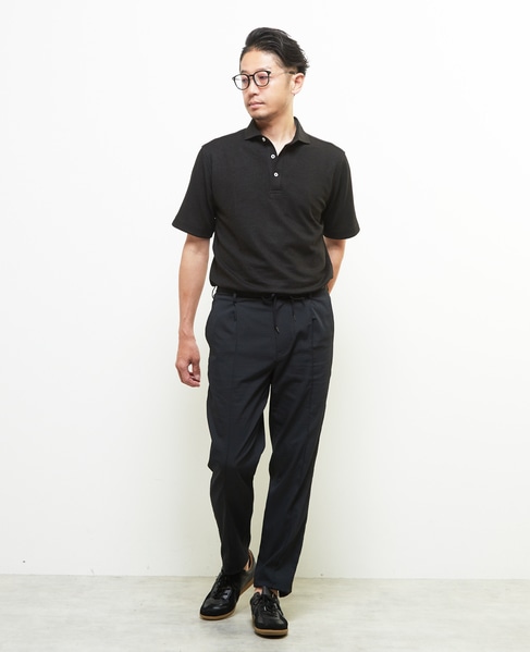 リンクスストライプ 半袖ホリゾンタルカラーポロシャツ 詳細画像 ブラック 6