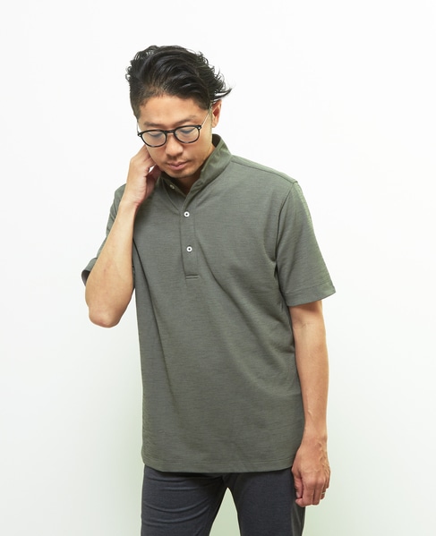 リランチェチドリ 半袖ワンピースカラーポロシャツ | ストレッチ / 吸水速乾 / 防シワ 詳細画像 カーキ 8