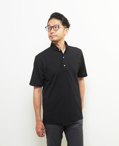 リランチェチドリ 半袖ワンピースカラーポロシャツ | ストレッチ / 吸水速乾 / 防シワ 詳細画像 ブラック 1