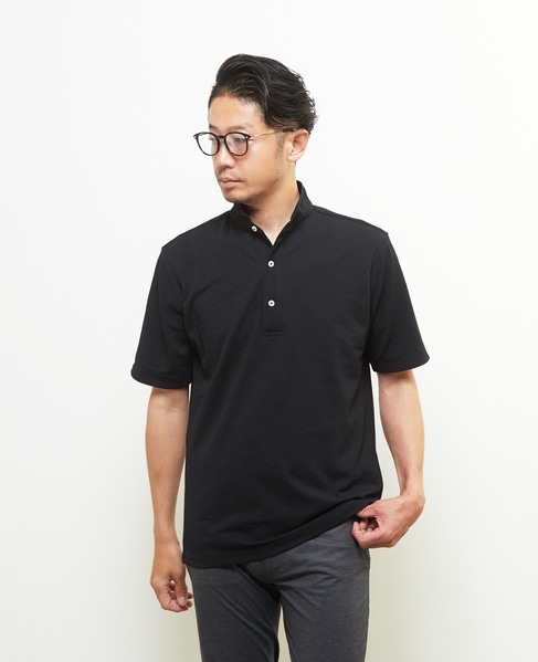 リランチェチドリ 半袖ワンピースカラーポロシャツ | ストレッチ / 吸水速乾 / 防シワ 詳細画像 ブラック 2