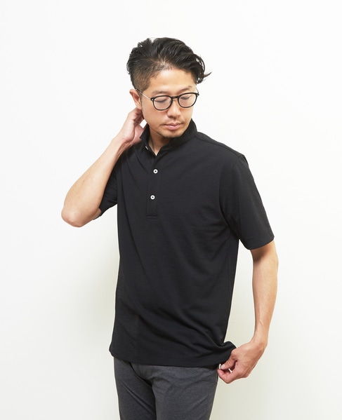 リランチェチドリ 半袖ワンピースカラーポロシャツ | ストレッチ / 吸水速乾 / 防シワ 詳細画像 ブラック 3