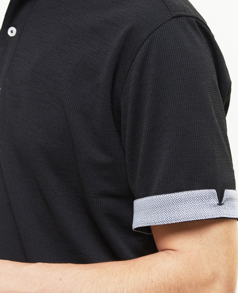 リランチェチドリ 半袖ワンピースカラーポロシャツ | ストレッチ / 吸水速乾 / 防シワ 詳細画像 ブラック 5