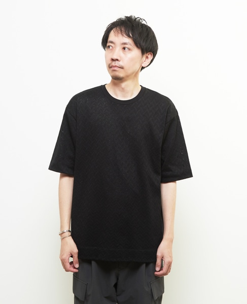 ヘリンボーンメッシュハーフスリーブTシャツ 詳細画像 ホワイト 2