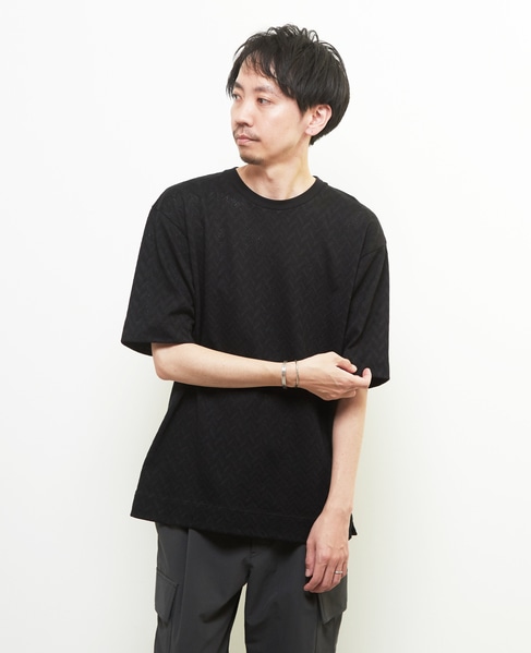 ヘリンボーンメッシュハーフスリーブTシャツ 詳細画像 ブラック 2