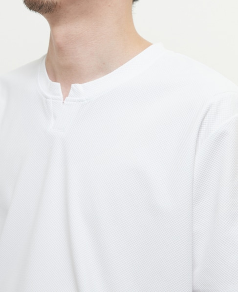 ダイヤモンドメッシュ半袖キーネックTシャツ 詳細画像 ホワイト 6