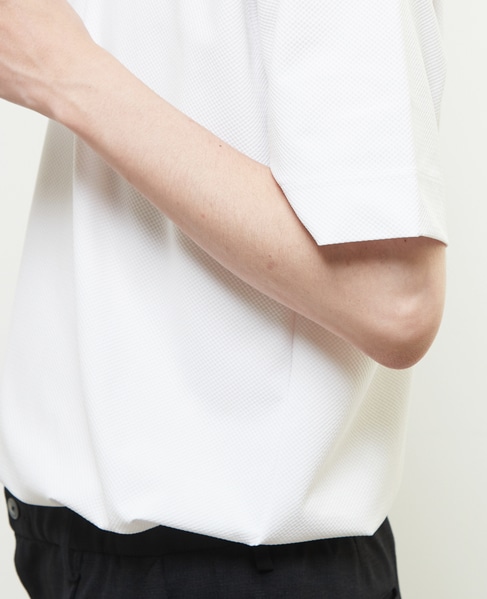 ダイヤモンドメッシュ半袖キーネックTシャツ 詳細画像 ホワイト 7