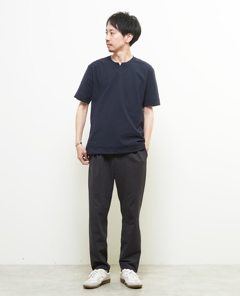 ダイヤモンドメッシュ半袖キーネックTシャツ 詳細画像 ネイビー 5