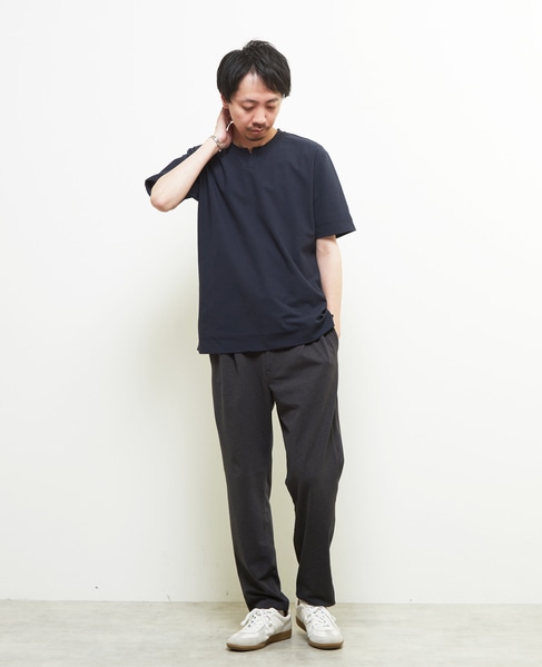 ダイヤモンドメッシュ半袖キーネックTシャツ 詳細画像 ネイビー 6