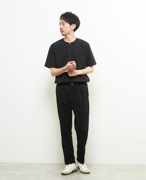 ダイヤモンドメッシュ半袖キーネックTシャツ 詳細画像 ブラック 5