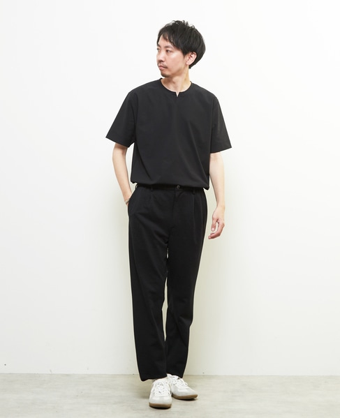 ダイヤモンドメッシュ半袖キーネックTシャツ 詳細画像 ブラック 6