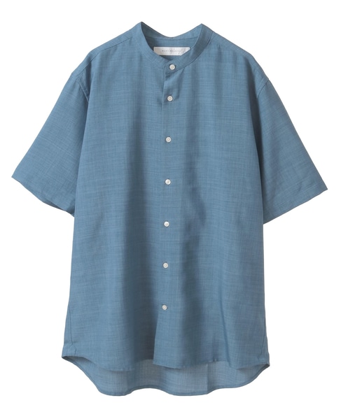 リネンライクスラブエステル / スタンダード半袖バンドカラーシャツ 詳細画像 ベージュ 14