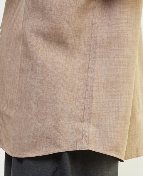 リネンライクスラブエステル / スタンダード半袖バンドカラーシャツ 詳細画像 ベージュ 7