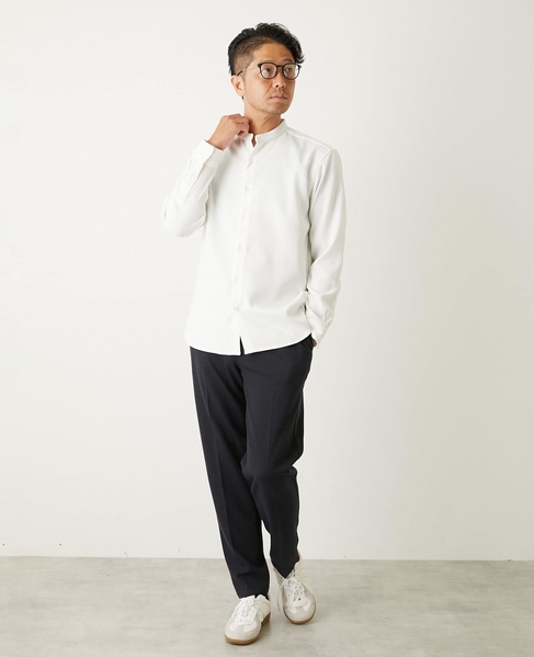 ウーリースラブオックス スタンダードバンドカラーシャツ 詳細画像 ホワイト 18