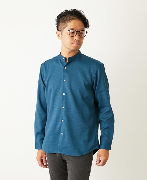 ウーリースラブオックス スタンダードバンドカラーシャツ 詳細画像 ブルーグリーン 1