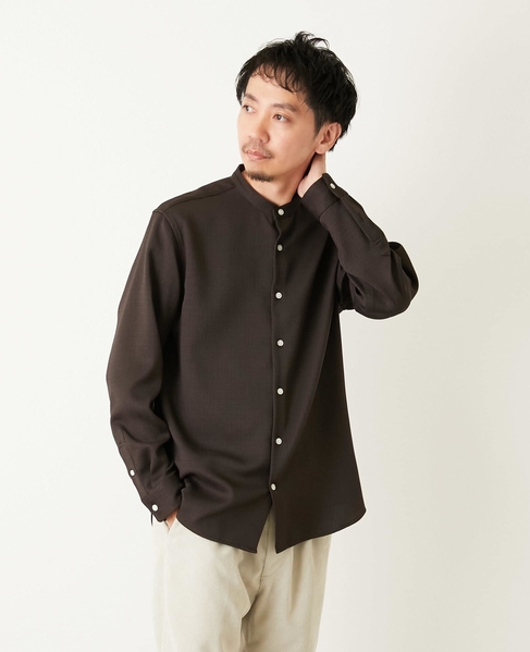 ウーリースラブオックス スタンダードバンドカラーシャツ 詳細画像 ブラウン 1