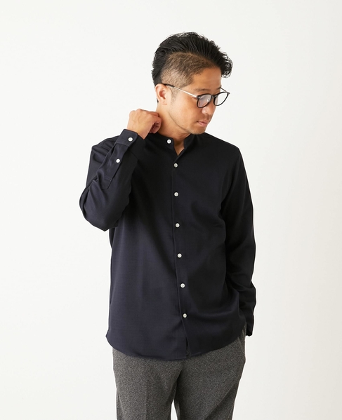 ウーリースラブオックス スタンダードバンドカラーシャツ 詳細画像 ネイビー 1