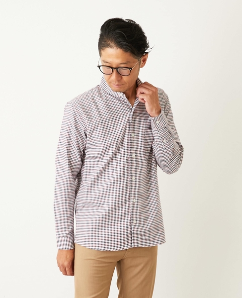 スリムフィットワンピースカラーシャツ 詳細画像 レッド 1