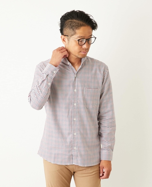 スリムフィットワンピースカラーシャツ 詳細画像 レッド 14