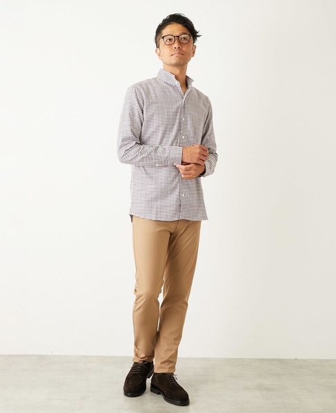 スリムフィットワンピースカラーシャツ 詳細画像 レッド 17