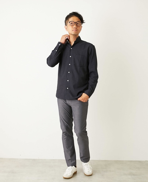 スリムフィットワンピースカラーシャツ 詳細画像 レッド 21