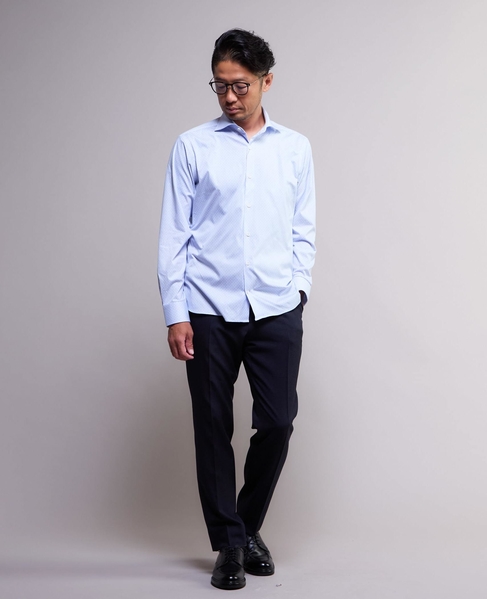 HITOYOSHIダブルネーム ｜ プレミアムコットンジャージ ワイドカラーシャツ 詳細画像 ブルー 16