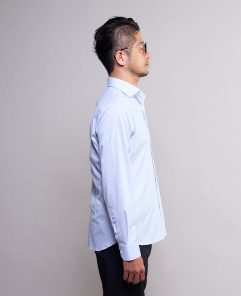 HITOYOSHIダブルネーム ｜ プレミアムコットンジャージ ワイドカラーシャツ 詳細画像 ブルー 5