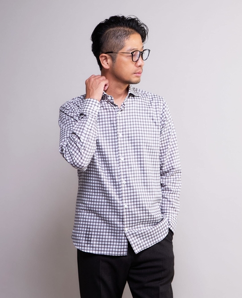 HITOYOSHIダブルネーム ｜ クラシカルチェック ワイドカラーシャツ 詳細画像 ホワイト 21