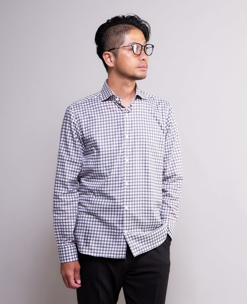 HITOYOSHIダブルネーム ｜ クラシカルチェック ワイドカラーシャツ 詳細画像 ホワイト 22