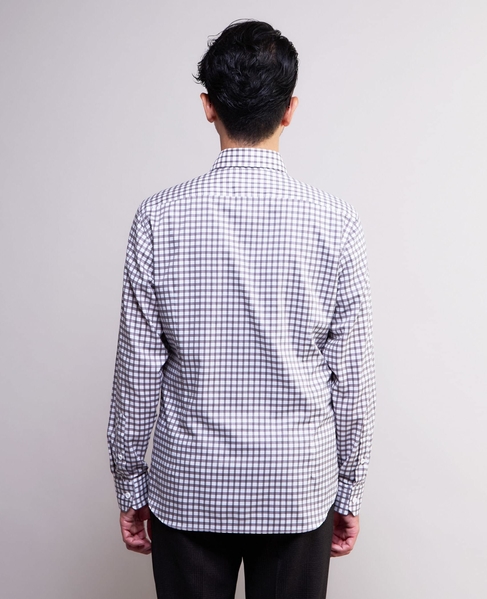 HITOYOSHIダブルネーム ｜ クラシカルチェック ワイドカラーシャツ 詳細画像 ホワイト 4