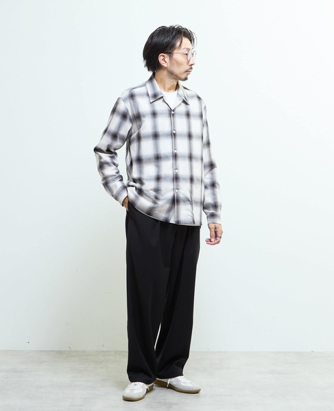 オンブレチェックオープンカラーシャツ 詳細画像 ライトグレー 17