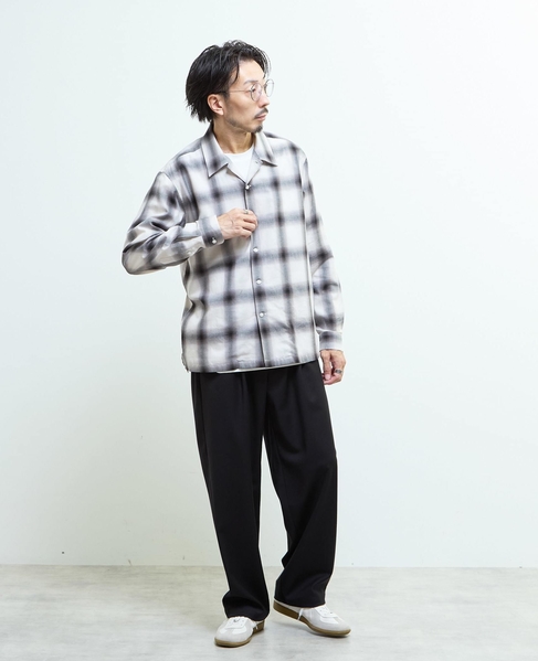 オンブレチェックオープンカラーシャツ 詳細画像 ライトグレー 18